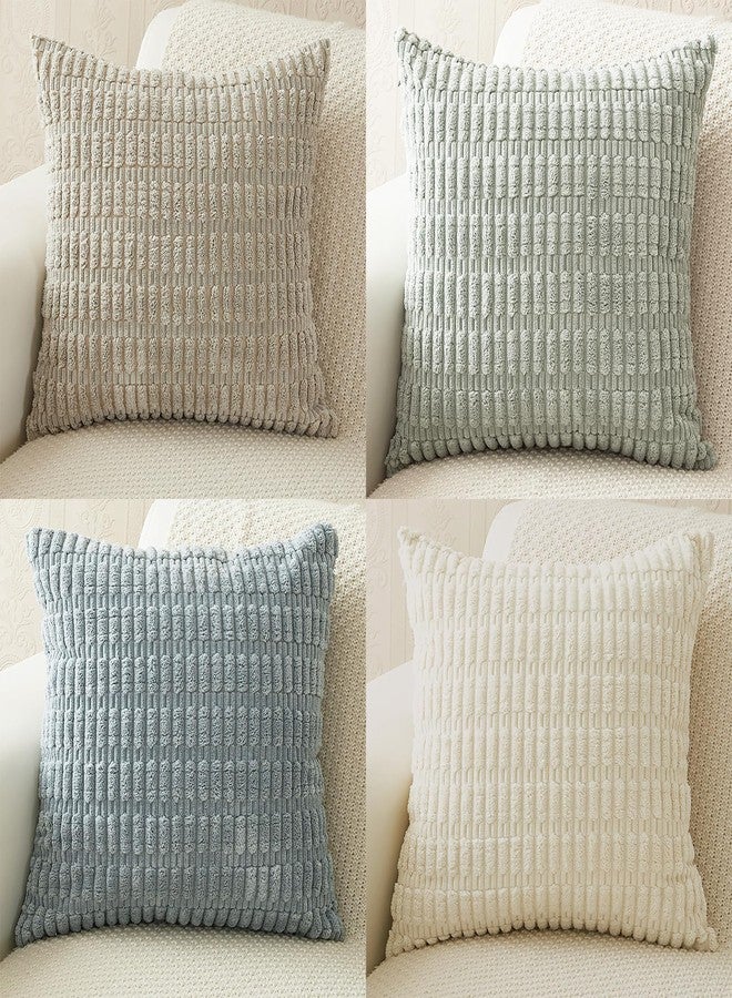 Hibate 4 Pack Neutral Corduroy Decorative Boho Couch Throw Pillow Covers 18x18 Inch for Sofa Living Room Bedroom Home Decor - Image 5