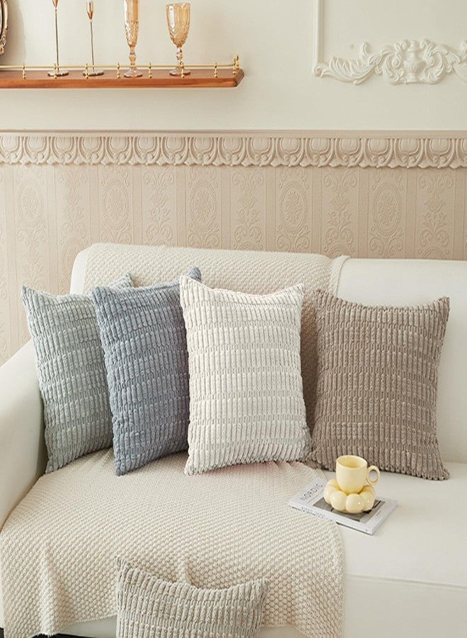 Hibate 4 Pack Neutral Corduroy Decorative Boho Couch Throw Pillow Covers 18x18 Inch for Sofa Living Room Bedroom Home Decor - Image 1