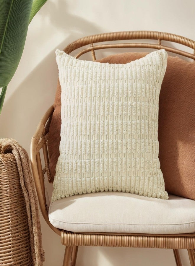 Hibate 4 Pack Neutral Corduroy Decorative Boho Couch Throw Pillow Covers 18x18 Inch for Sofa Living Room Bedroom Home Decor - Image 2