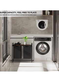 XiuWoo Laundry Sorter Basket Dirty Clothes Hamper with 2 Pull-Out Removable Sorter Bags Freestanding Clothes Basket Organizer Clothing Toys for Bathroom and Living Room Laundry Room Small Space  - Image 4