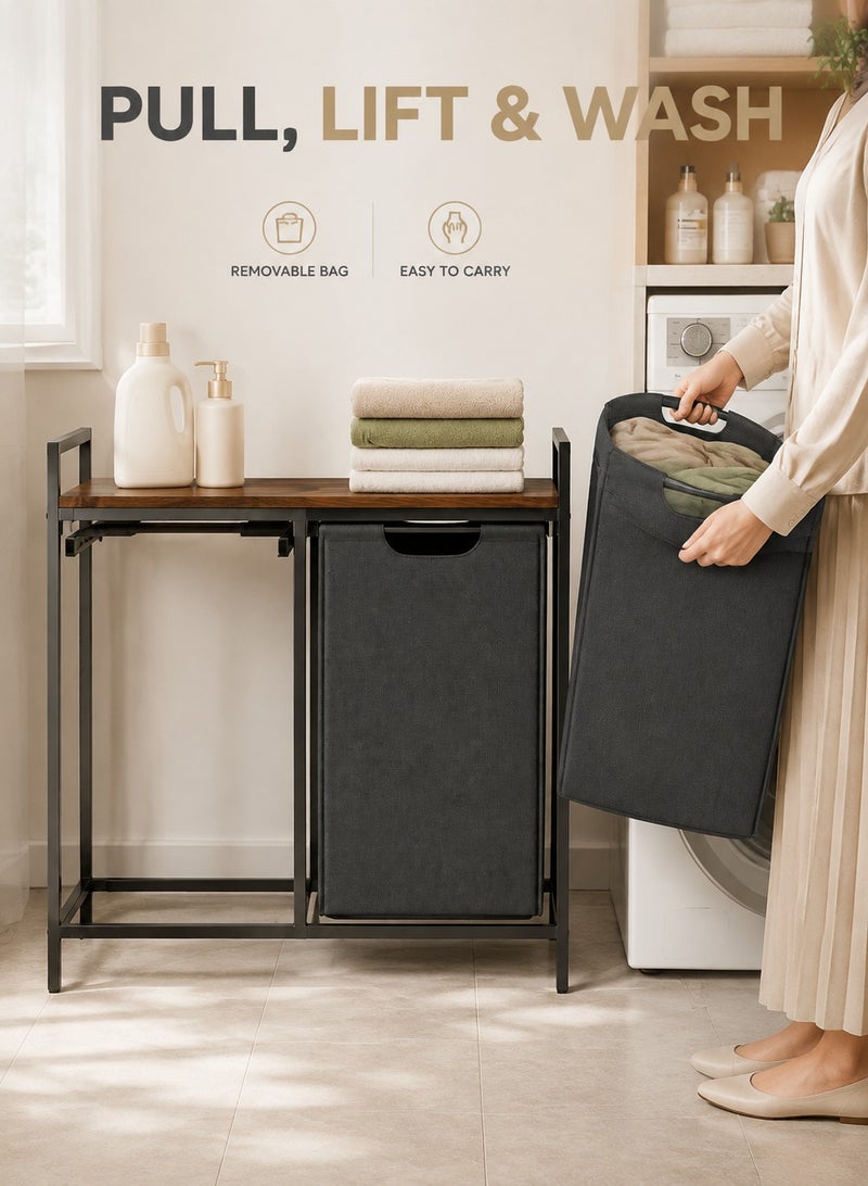 XiuWoo Laundry Sorter Basket Dirty Clothes Hamper with 2 Pull-Out Removable Sorter Bags Freestanding Clothes Basket Organizer Clothing Toys for Bathroom and Living Room Laundry Room Small Space - Image 3