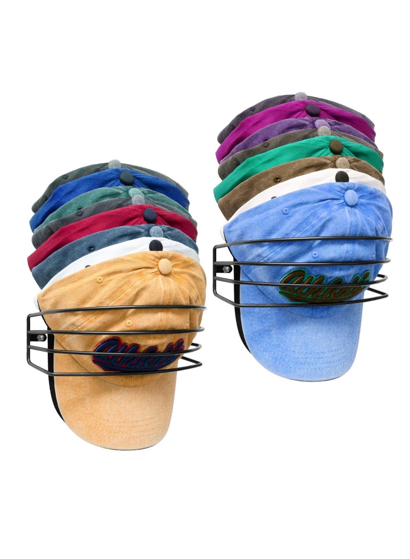 Hat Rack for Wall and Door, 2-Pack Metal Hat Organizers for Baseball Caps Storage Hold up to 30 Caps Hangers Strong Ball Cap Holder, Easy to Install (Black)  - Image 1