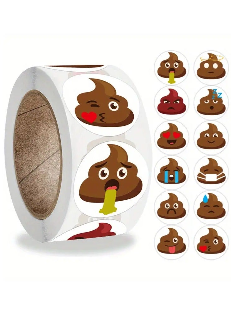 Goolsky 500pcs/roll Cartoon Poop Stickers, Funny Self-adhesive Multi-purpose Stickers For Party Gift Packaging Decoration - Image 1