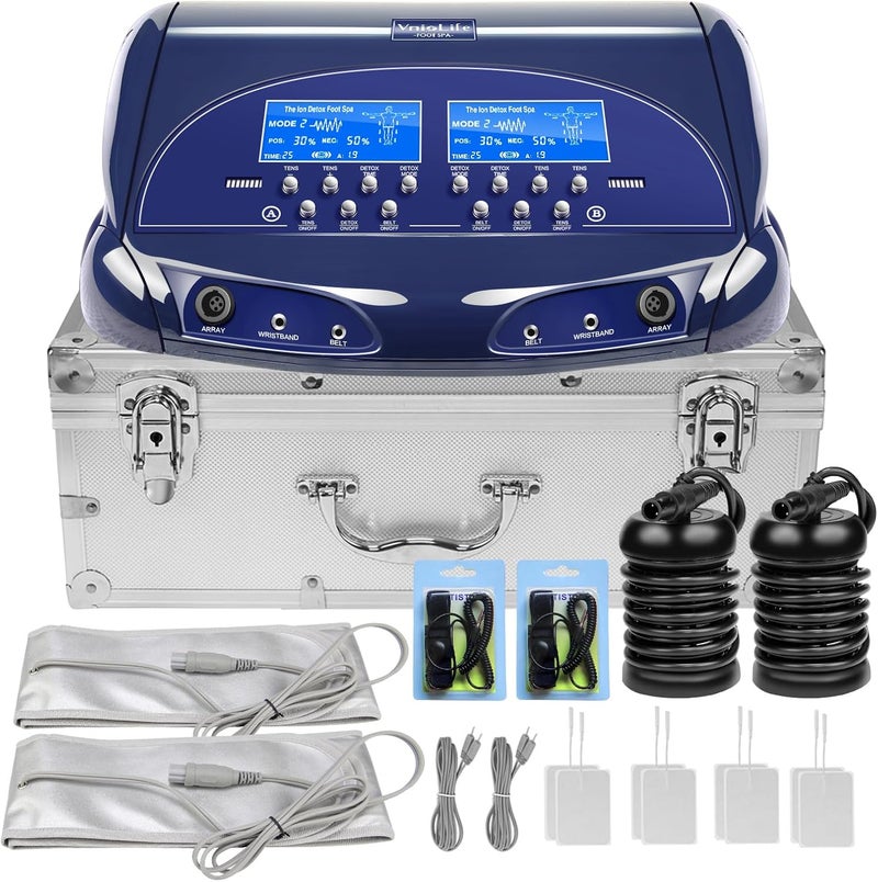VnioLife Dual Ionic Detox Foot Bath Machine Upgrade Ion Foot Detox Machine Detox Foot Spa Detoxification Machine Digital LCD Display with 2 Arrays 2 Waist Belts 