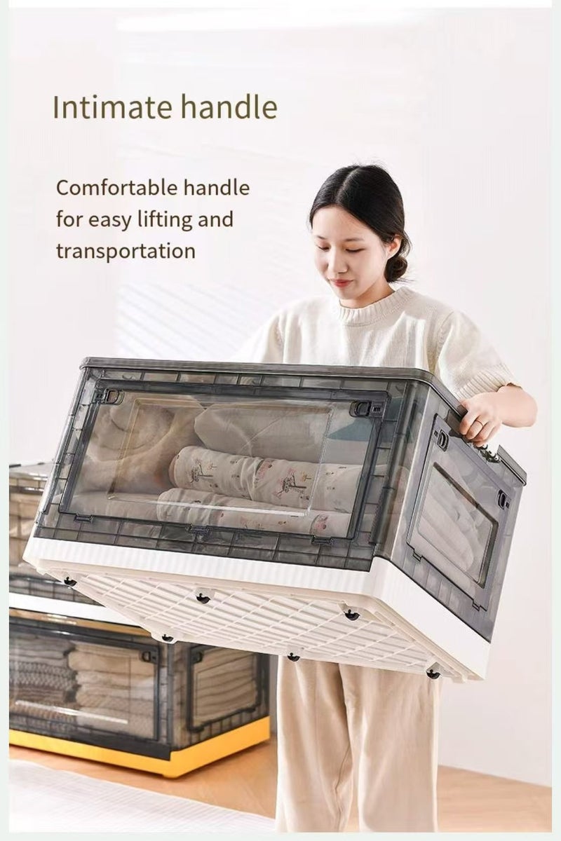 55L Storage Box Foldable Clothes Storage Box Toy Storage Basket Book Storage Container Organize Box Organizer with Handle Kitchen Home Office Closet Room Nursery Box (white) - Image 4