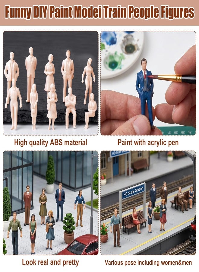 Sibba 60 Pcs Unpainted Mini People Figurines 1: 50 Scale Little People Toys Architectural Painted Tiny Model Sitting Standing Miniature Figurines Model for Adults Miniature Scenes - Image 3