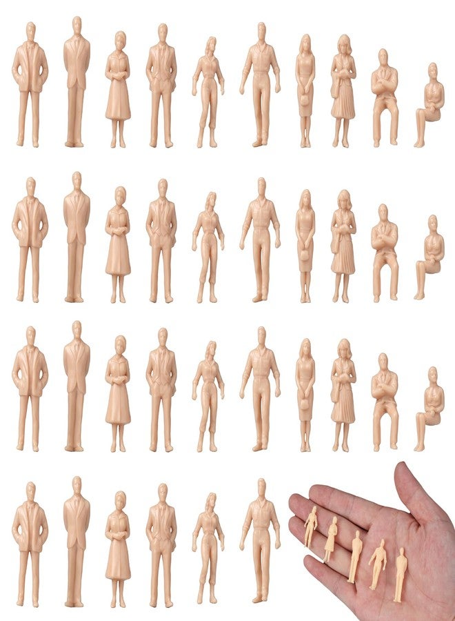 Sibba 60 Pcs Unpainted Mini People Figurines 1: 50 Scale Little People Toys Architectural Painted Tiny Model Sitting Standing Miniature Figurines Model for Adults Miniature Scenes - Image 1