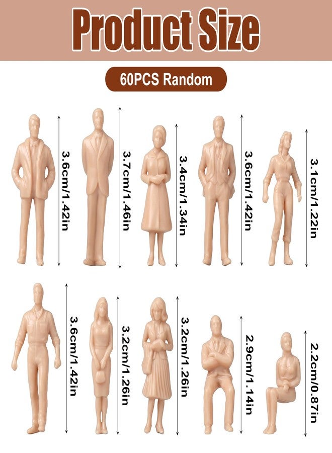 Sibba 60 Pcs Unpainted Mini People Figurines 1: 50 Scale Little People Toys Architectural Painted Tiny Model Sitting Standing Miniature Figurines Model for Adults Miniature Scenes - Image 2