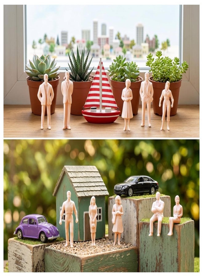 Sibba 60 Pcs Unpainted Mini People Figurines 1: 50 Scale Little People Toys Architectural Painted Tiny Model Sitting Standing Miniature Figurines Model for Adults Miniature Scenes - Image 5