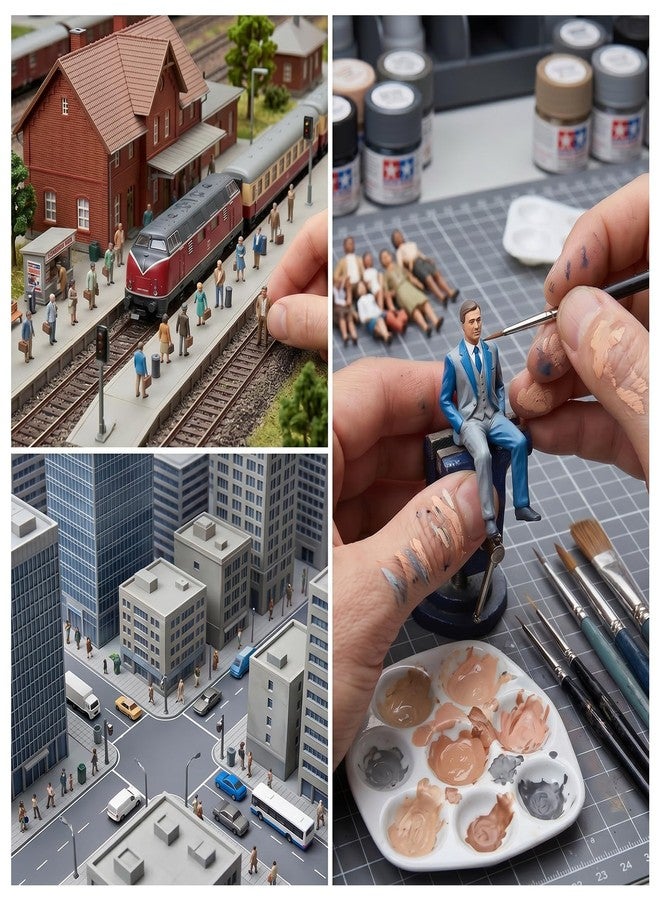 Sibba 60 Pcs Unpainted Mini People Figurines 1: 50 Scale Little People Toys Architectural Painted Tiny Model Sitting Standing Miniature Figurines Model for Adults Miniature Scenes - Image 4