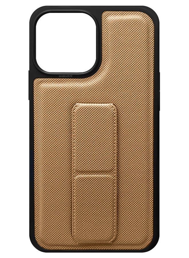 CATANES Shockproof Case with Integrated Hand Strap for iPhone 13 Pro - Foldable Kickstand and Anti-Drop Protection for Secure Grip and Hands-Free Viewing - Brown - Image 4