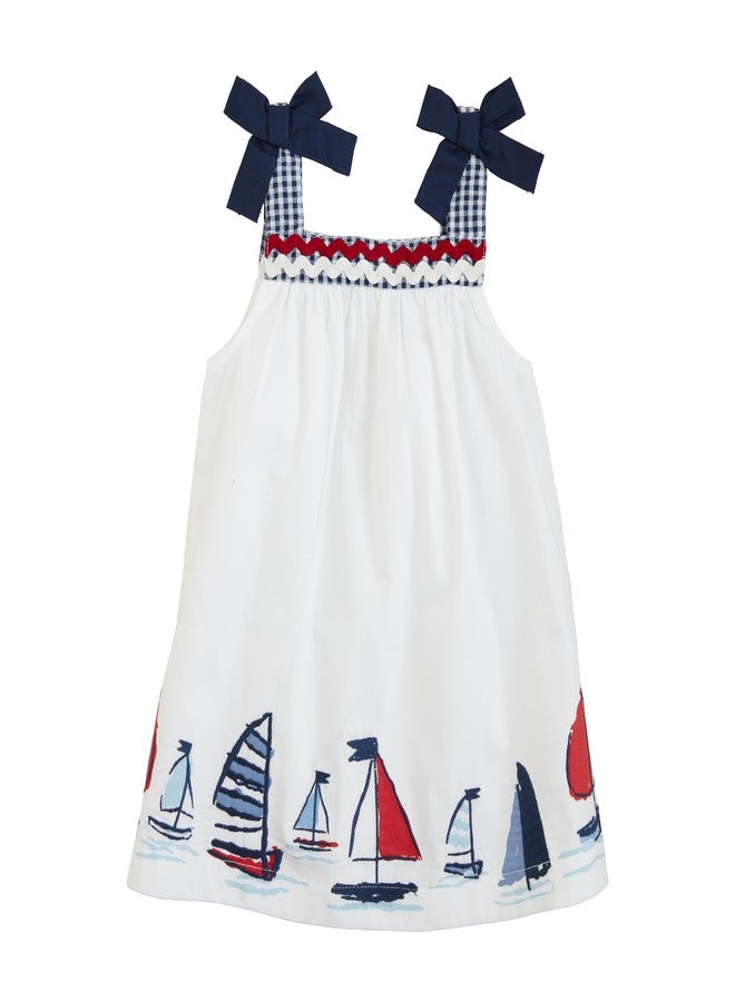 Mud Pie Girl Sailboat Poplin Dress - Image 1