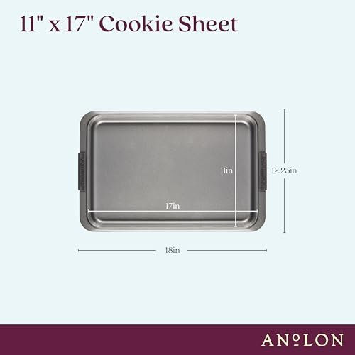 Anolon Advanced Nonstick Bakeware with Grips, Nonstick Cookie Sheet / Baking Sheet - 11 Inch x 17 Inch, Gray - Image 3
