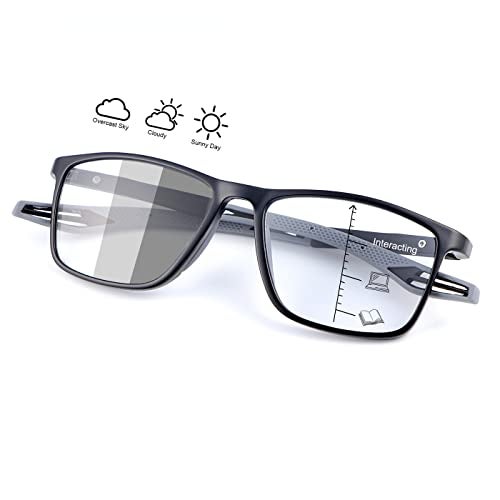 YIMI Progressive Photochromic Multifocus Reading Glasses for Men Women Spring Hinge Computer Anti Blue Light UV Sun Readers (Black, 2.50, multiplier_x) - Image 1