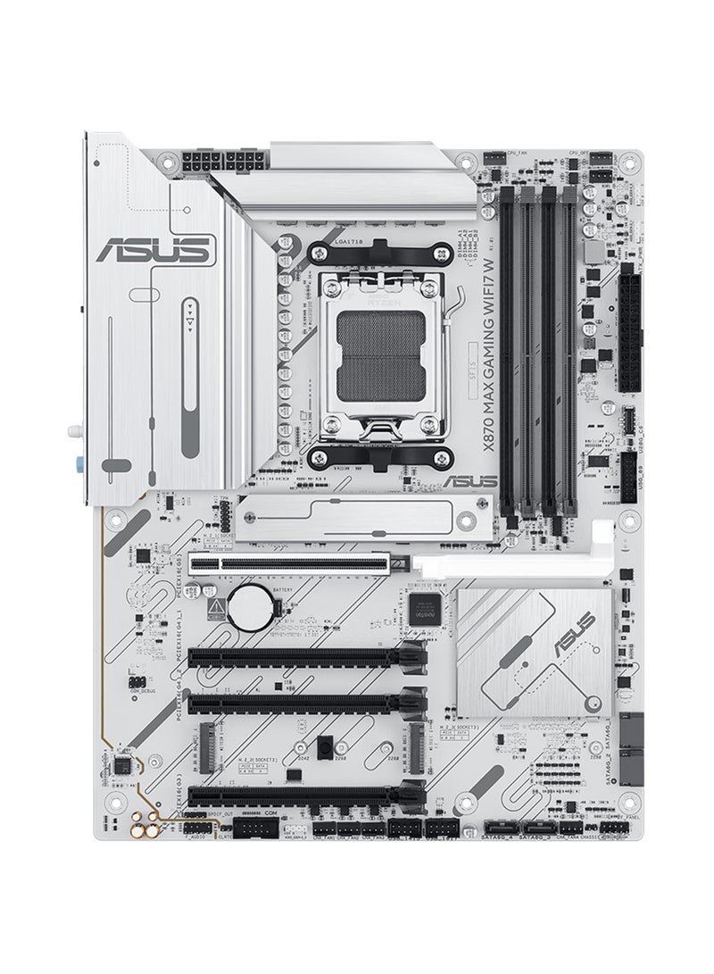 ASUS X870 MAX Gaming WiFi7 W ATX Motherboard, AMD X870 Chipset, AM5 Socket, 4×DDR5 Slots up to 256GB 8000+MT/s, PCIe 5.0 x16, 3×M.2, 4×SATA 6Gb/s, Dual USB4 Type-C 40Gbps, HDMI 2.1 4K, WiFi 7 + Bluetooth 5.4, 2.5Gb LAN, 12+2+1 Power Stages, Aura Sync RGB, BIOS FlashBack, Q-Release, White | 90MB1LZ0-M0EAY0 - Image 4