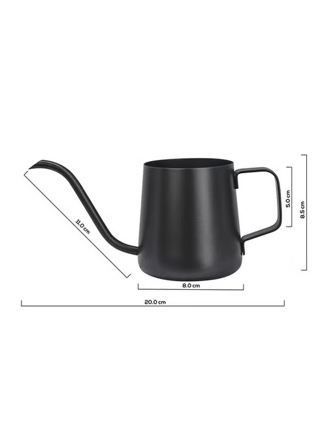 V60 صب فوق غلاية عنق الإوزة صنبور طويل ضيق مع غطاء إبريق شاي القهوة بالتنقيط أسود 350 مل