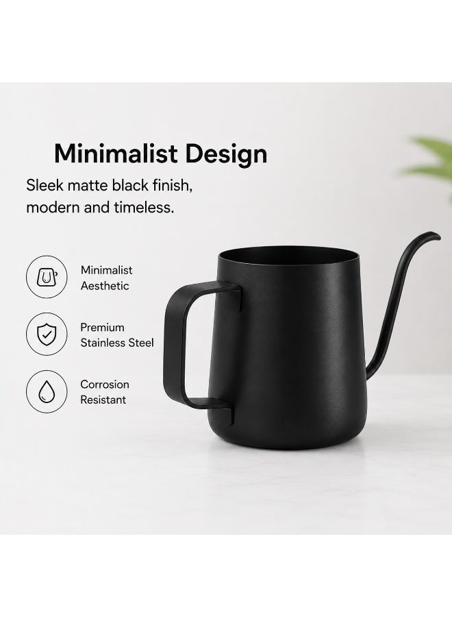 EXCLIFE 350ml V60 Stainless steel slender kettle, household teapot with handles and narrow spout, suitable for home living room and kitchen. - Image 2