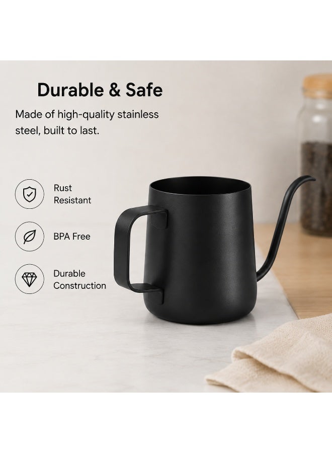 EXCLIFE 350ml V60 Stainless steel slender kettle, household teapot with handles and narrow spout, suitable for home living room and kitchen. - Image 5