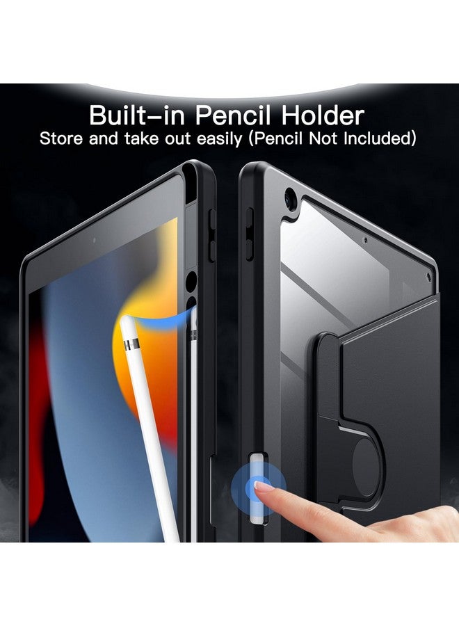 JETech Rotating Case for iPad 9/8/7 (10.2-Inch, 2021/2020/2019 Model, 9th/8th/7th Generation) with Pencil Holder, 360 Degree Rotation Protective Stand Cover Clear Back, Auto Wake/Sleep (Black) - Image 4