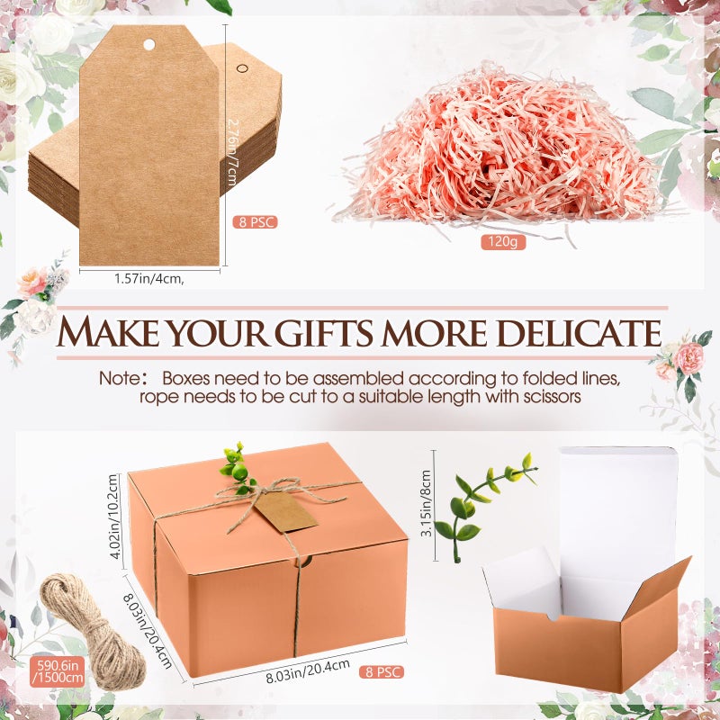 RimCereal 8 Sets/ 80 Pcs Bridesmaid Proposal Gifts Maid of Honor Gifts for Wedding, Include Glass Cup Makeup Bag Glitter Pen Card Bracelet Hair Clip Gift Box Kraft Tags Grass Twine(Pink) - Image 3