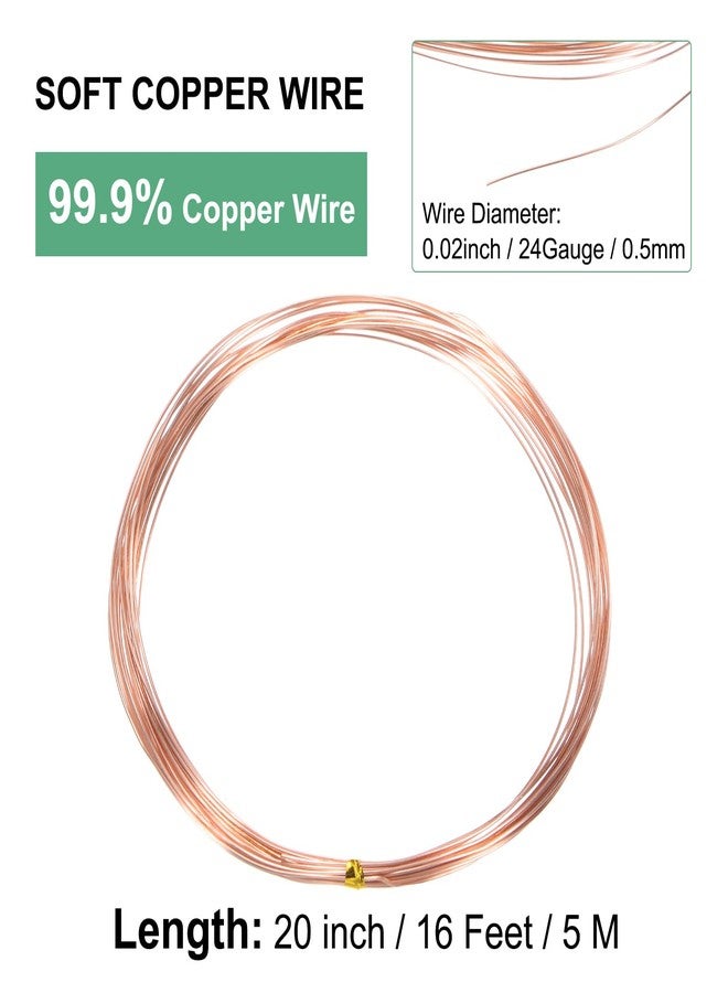 M METERXITY 99.9% Soft Copper Wire, 24 Gauge 16FT Pure Copper Wire for DIY Crafting/Jewelry Making/Gardening Plant/Beading, Craft Wire [0.5mm, 5M] - Image 3