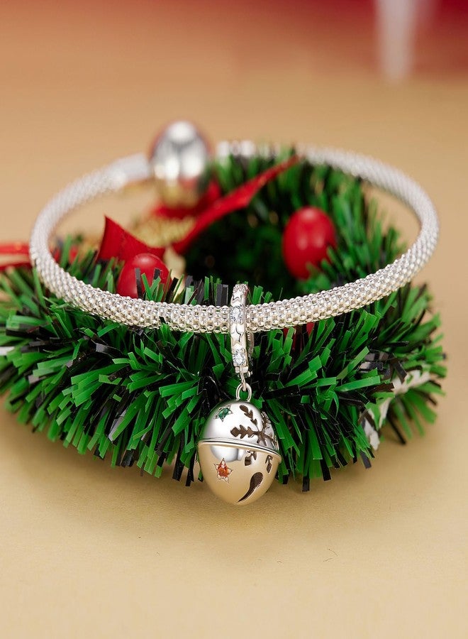NINGAN 925 Sterling Silver Christmas Jingle Bells Charms Fit for European Bracelets and Necklaces, Snowflakes Beads with Shiny Cubic Zirconia as Winter Christmas Jewelry Gifts for Women Friends - Image 3