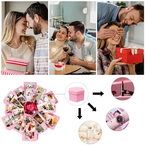 Koogel Explosion Gift Box, Surprise Picture Love Box Pink Exploding Photo Album with DIY Scrapbooking Accessories for Anniversary, Birthday, Wedding - Image 4