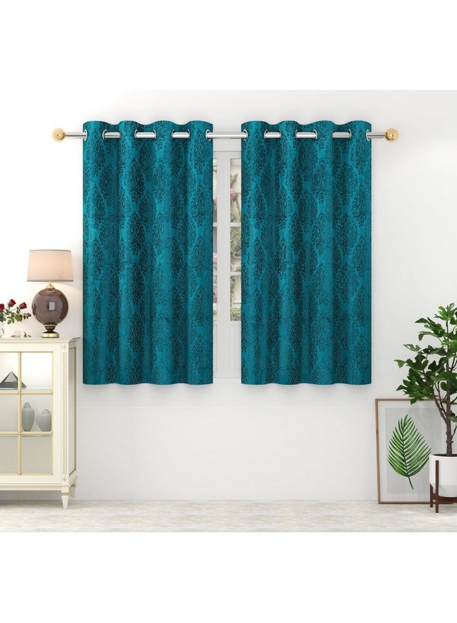 FRESH FROM LOOM Supreme Embossed Paisley Opaque Curtains For Home 6 Feet | Velvet Padre| Semi Black Out 80% Room Darkening Screens (Aqua | 2Pc Double Weaved Parda | Eyelet Ring | Window Curtain) - Image 1