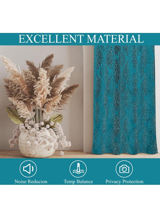 FRESH FROM LOOM Supreme Embossed Paisley Opaque Curtains For Home 6 Feet | Velvet Padre| Semi Black Out 80% Room Darkening Screens (Aqua | 2Pc Double Weaved Parda | Eyelet Ring | Window Curtain) - Image 3