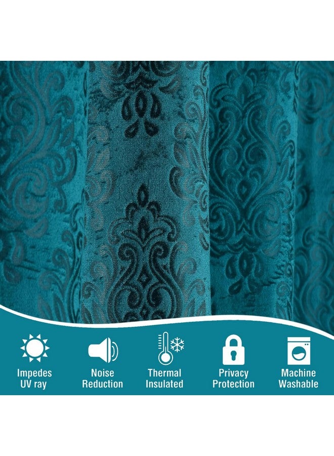 FRESH FROM LOOM Supreme Embossed Paisley Opaque Curtains For Home 6 Feet | Velvet Padre| Semi Black Out 80% Room Darkening Screens (Aqua | 2Pc Double Weaved Parda | Eyelet Ring | Window Curtain) - Image 5