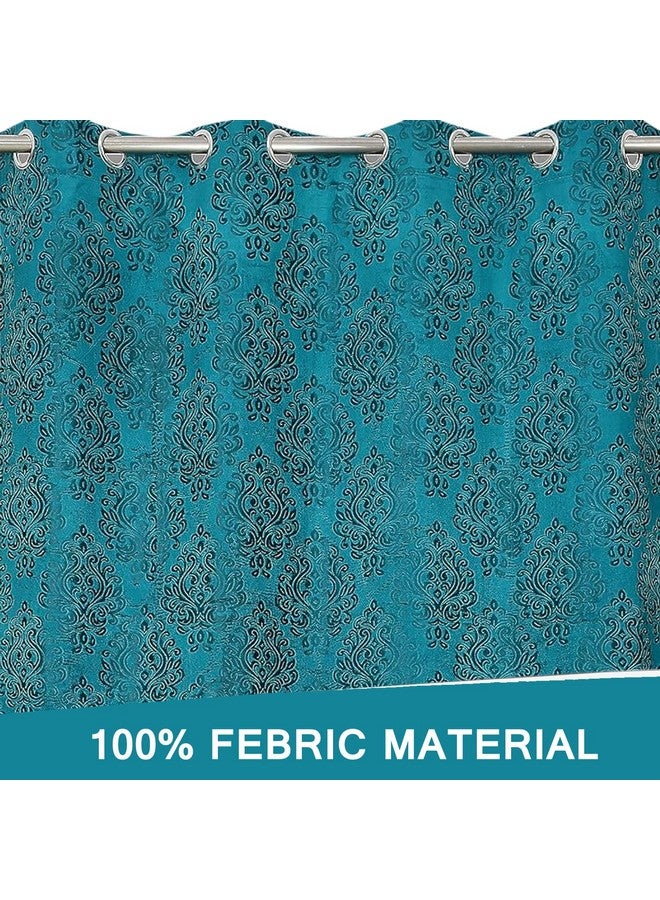 FRESH FROM LOOM Supreme Embossed Paisley Opaque Curtains For Home 6 Feet | Velvet Padre| Semi Black Out 80% Room Darkening Screens (Aqua | 2Pc Double Weaved Parda | Eyelet Ring | Window Curtain) - Image 4