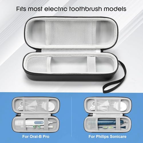 Inralimot Electric Toothbrush Travel Case, EVA Hard Storage Case Compatible with Oral B Pro 1000, 2000, 3000, 3500, 7000, Philips Sonicare ProtectiveClean (Black) - Image 4