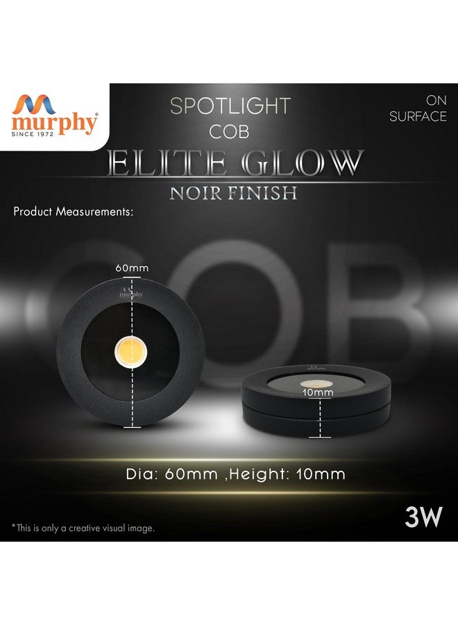 Murphy Aluminium 3W Elite Glow Noir Waterproof Round Led Surface Cabinet Down Light (Pack Of 10, Warm White) - Image 3
