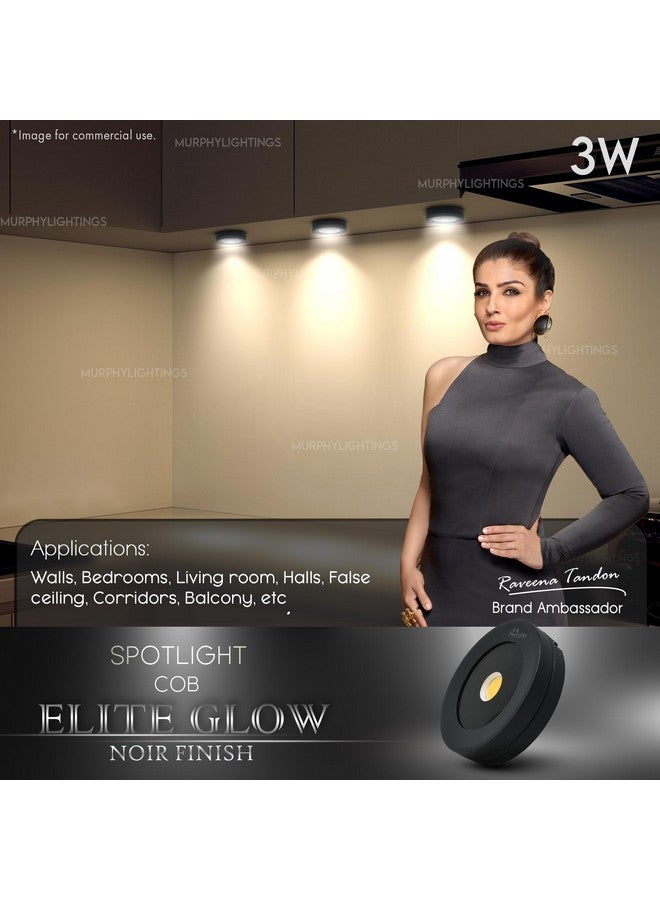 Murphy Aluminium 3W Elite Glow Noir Waterproof Round Led Surface Cabinet Down Light (Pack Of 10, Warm White) - Image 4