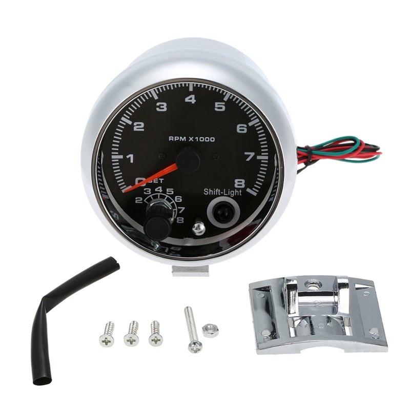 7 Led Colors Background Light 3.75'' Car Universal Black Tachometer Gauge Blue Inter Shift light - Image 5