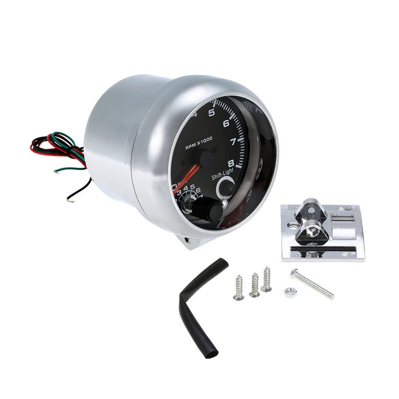 7 Led Colors Background Light 3.75'' Car Universal Black Tachometer Gauge Blue Inter Shift light - Image 4