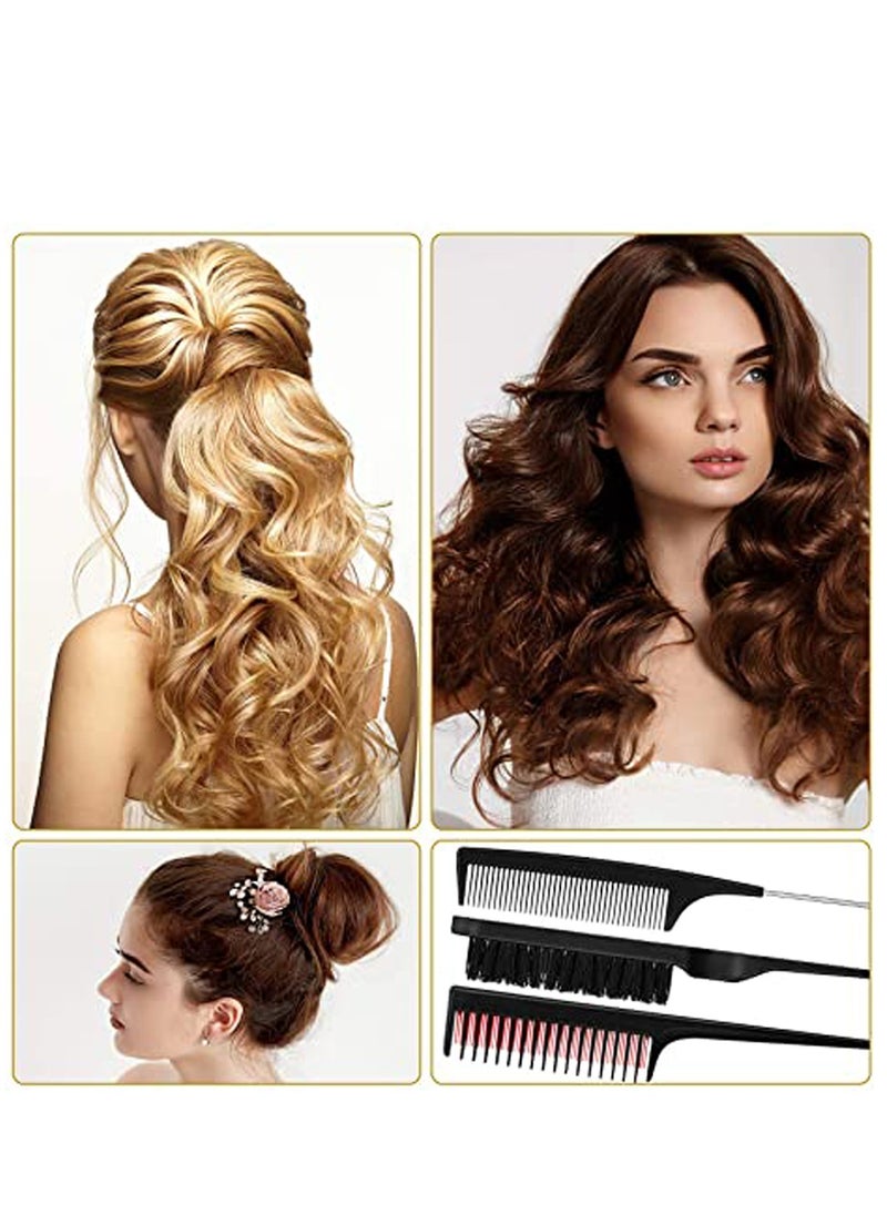 KASTWAVE 3 Pieces Hair Styling Comb Set, Includes Teasing Hair Brush Fluffy Hair Brush, Rat Tail Comb Teasing Comb and Triple Teasing Comb for Back Brushing, Combing, Slicking Hair  - Image 2