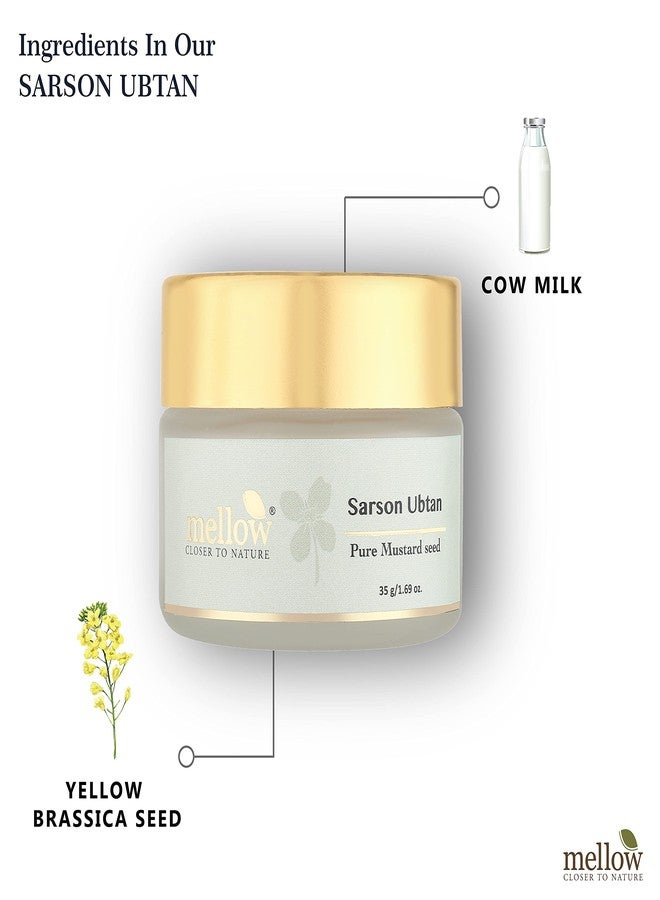 Mellow Herbals Ayurvedic Sarson Ubtan (35g) with Sarson Seed & Cow Milk | Cleanses Pores & Reduces Dark Patches | For Smooth & Toned Skin | Ayush Certified | GMO, Paraben and Silicone Free - Image 4