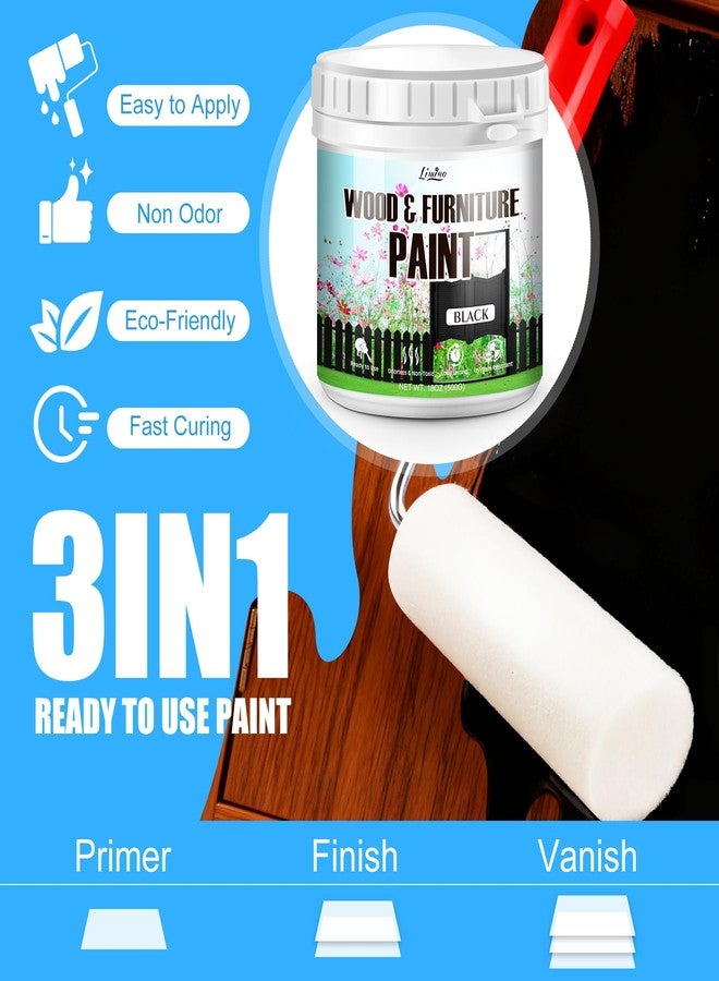 Limino Wood Furniture Paint - 18oz Black Wood Paint for Furniture, Cabinet, Door, Dining Table and Chairs, Water-Based, Matte Finish, Non-Toxic, Low Odor, Fast Drying, Interior/Exterior Maintain with Tools - Image 3