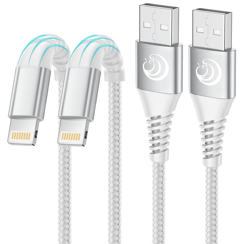 اييونوس كابل آيونيوس Lightning 2 متر 2 قطعة، شاحن آيفون معتمد MFi كابل USB A إلى Lightning لكابل شحن الآيفون للشحن السريع متوافق مع الآيفون 14 13 12 11 برو ماكس ميني XS XR X 8 7 بلس آيباد - Image 1