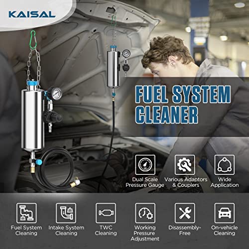 KAISAL Fuel Injector Cleaner Tool Kit 1000ML 150PSI Disassembly-Free Fuel Injection System Cleaner Pressure Adjustment Fuel Injector Cleaning Machine with 20PC Adapter for Gasoline Car Throttle/Intake System - Image 2