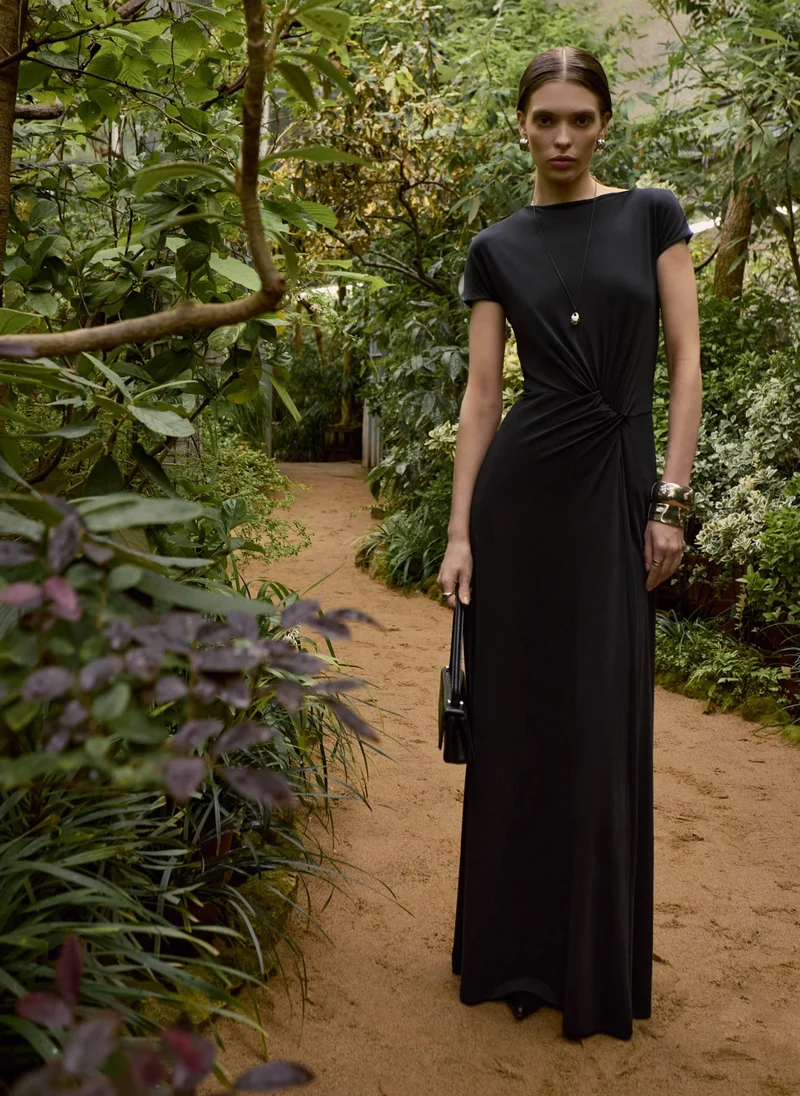 Lichi Jersey maxi dress with draped waistline
