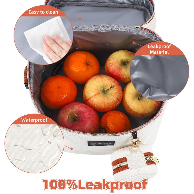 Fxady Breastmilk Cooler Bag with Ice Pack, Insulated Baby Bottle Tote Bag for 6 Bottles Up to 9 oz, Clip-On Pouch for Baby Essentials, Leakproof, Waterproof, Shoulder Strap for Nursing Moms, Beige - Image 4