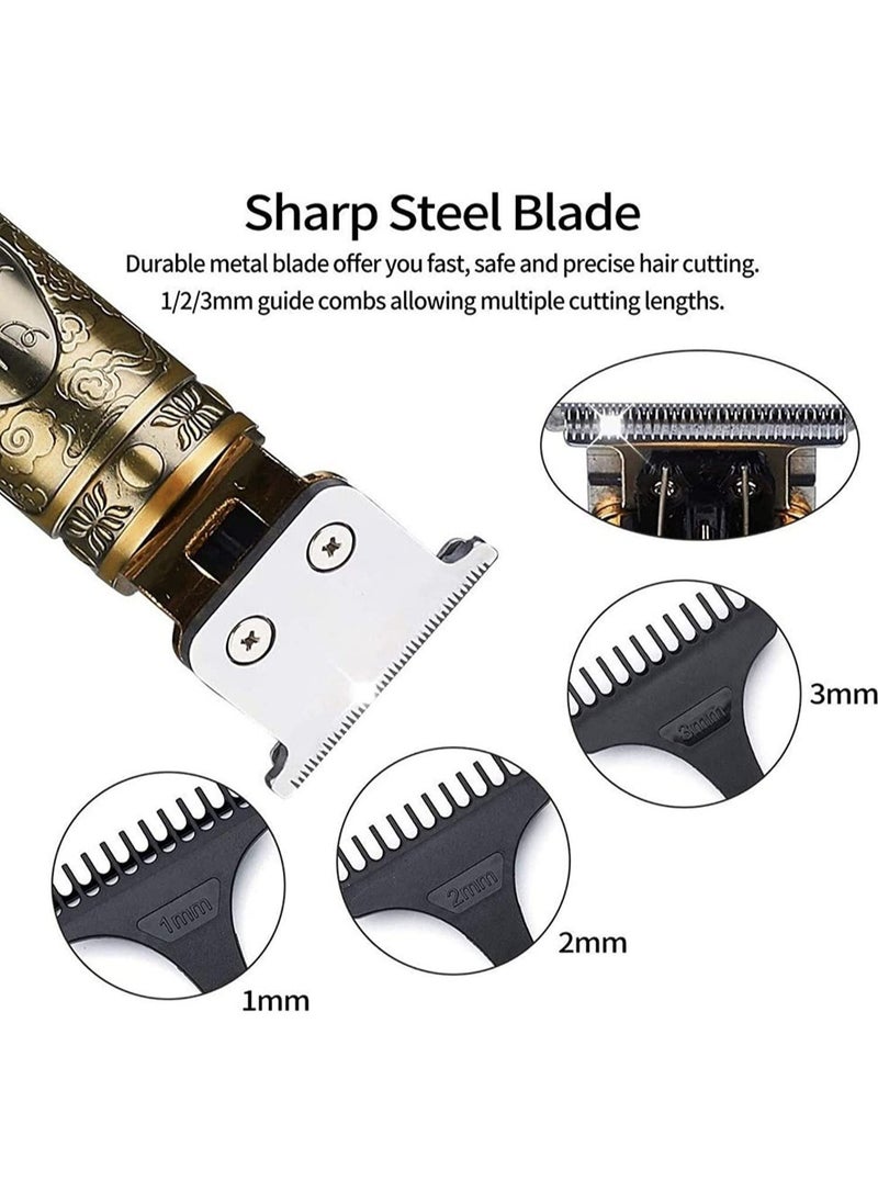 مقص شعر احترافي، مقص T Blade بدون فراغ لحلاقة الرأس للرجال ماكينة حلاقة اللحية قابلة للشحن بدون سلك مع شاشة LED - Image 1