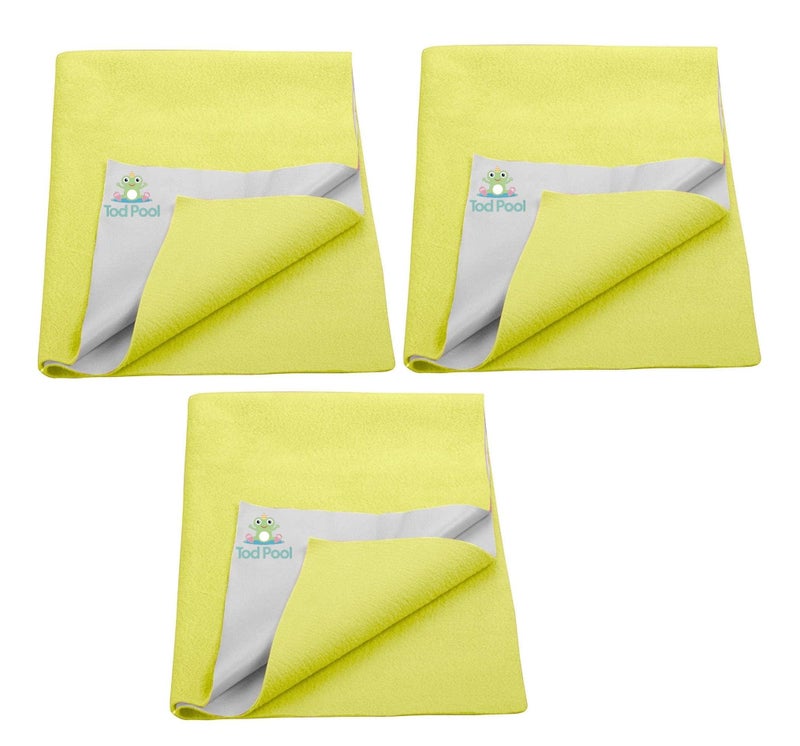 Tod PooL حامي سرير تويد بول القابل للتنفس | فليس مضاد للتكتل عالي الامتصاص قابل للغسل | ورقة مقاومة للماء سريعة الجفاف | ورقة حامي سرير للأطفال والبالغين (3، أصفر، متوسط (70x100 سم)) - Image 1