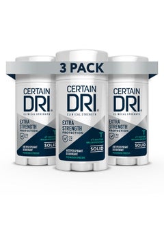 CERTAIN DRI Certain Dri Extra Strength Clinical Antiperspirant Solid Deodorant, Hyperhidrosis Treatment for Men & Women, Long-Lasting 72hr Protection, Effective Sweat Control, Powder Fresh Scent, 1.7oz, 3 Pack  - Image 1