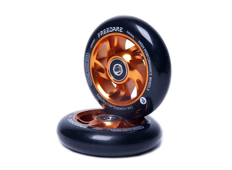 FREEDARE Scooter Wheels 100mm Pro Stunt Scooter Replacement Wheels with ABEC Bearings(Orange, Set of 2) - Image 1
