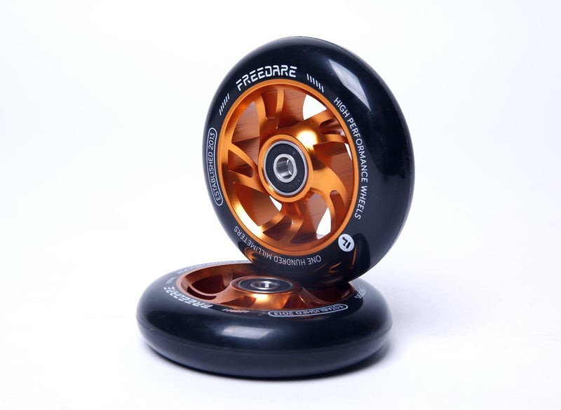 FREEDARE Scooter Wheels 100mm Pro Stunt Scooter Replacement Wheels with ABEC Bearings(Orange, Set of 2) - Image 4