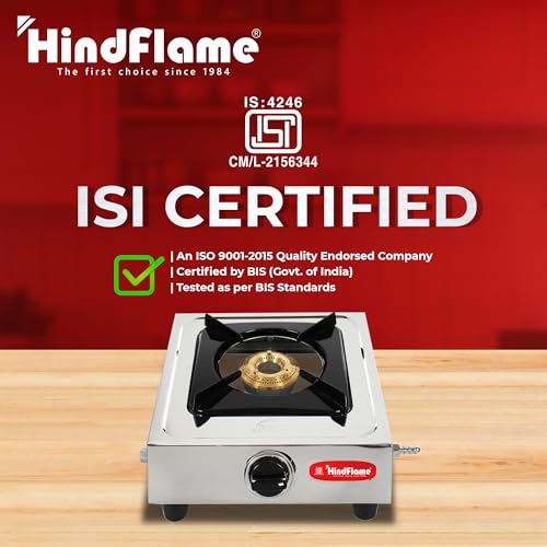Hindflame 1 Burner Metro Series Stainless Steel Manual Gas Stove 1 Year Warranty (ISI Certified & BIS Approved) (1 Burner) - Image 3