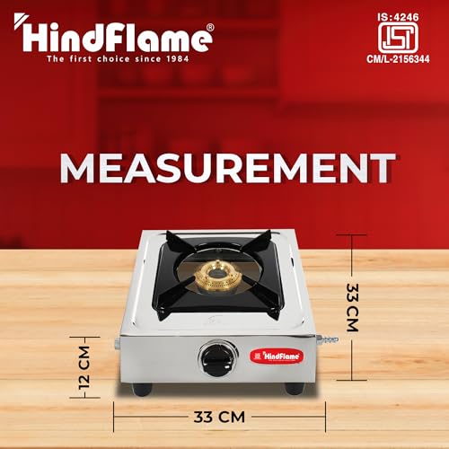 Hindflame 1 Burner Metro Series Stainless Steel Manual Gas Stove 1 Year Warranty (ISI Certified & BIS Approved) (1 Burner) - Image 5